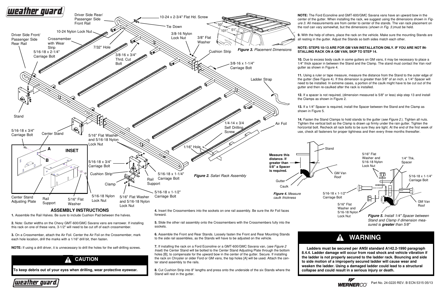 WEATHER GUARD Model 210-3 Safari Van Rack User Manual | 1 page