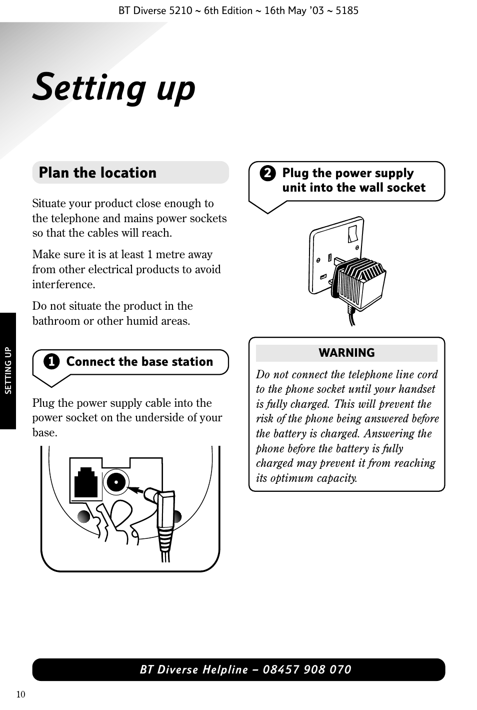 Setting up, Plan the location | BT 5210 User Manual | Page 12 / 52