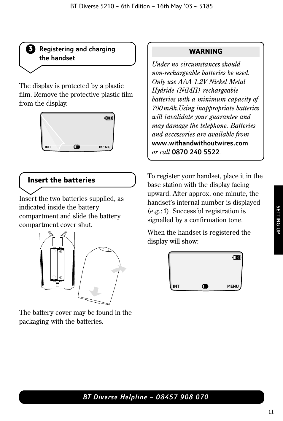 Insert the batteries | BT 5210 User Manual | Page 13 / 52