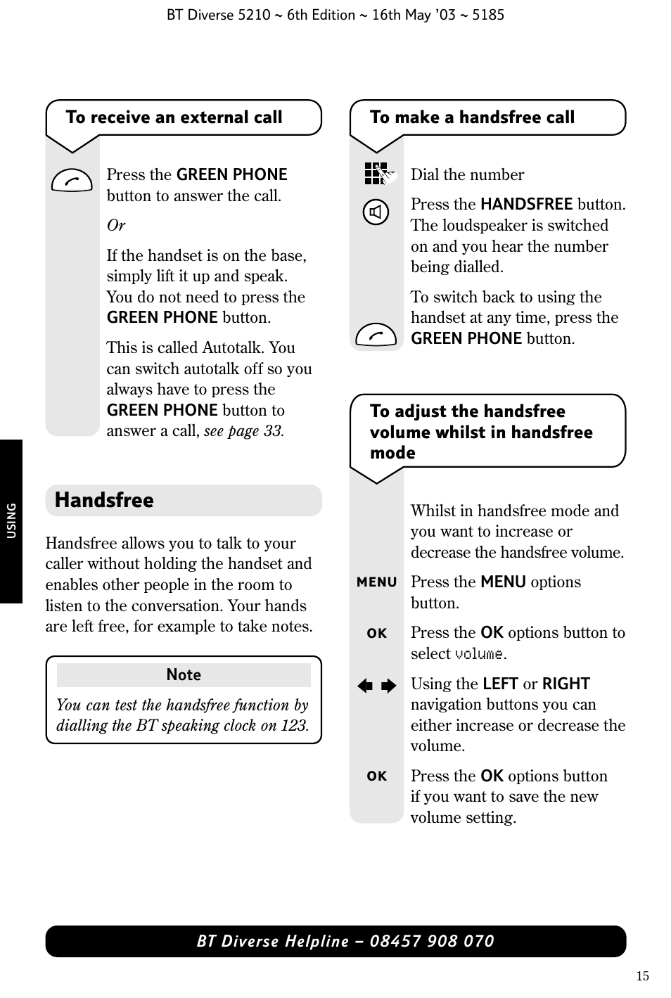 Handsfree | BT 5210 User Manual | Page 17 / 52