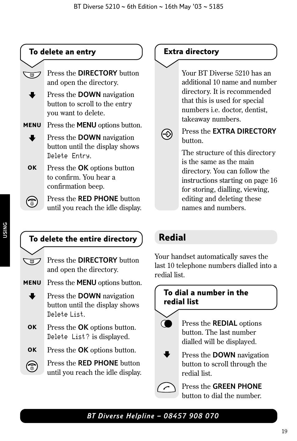 Redial | BT 5210 User Manual | Page 21 / 52