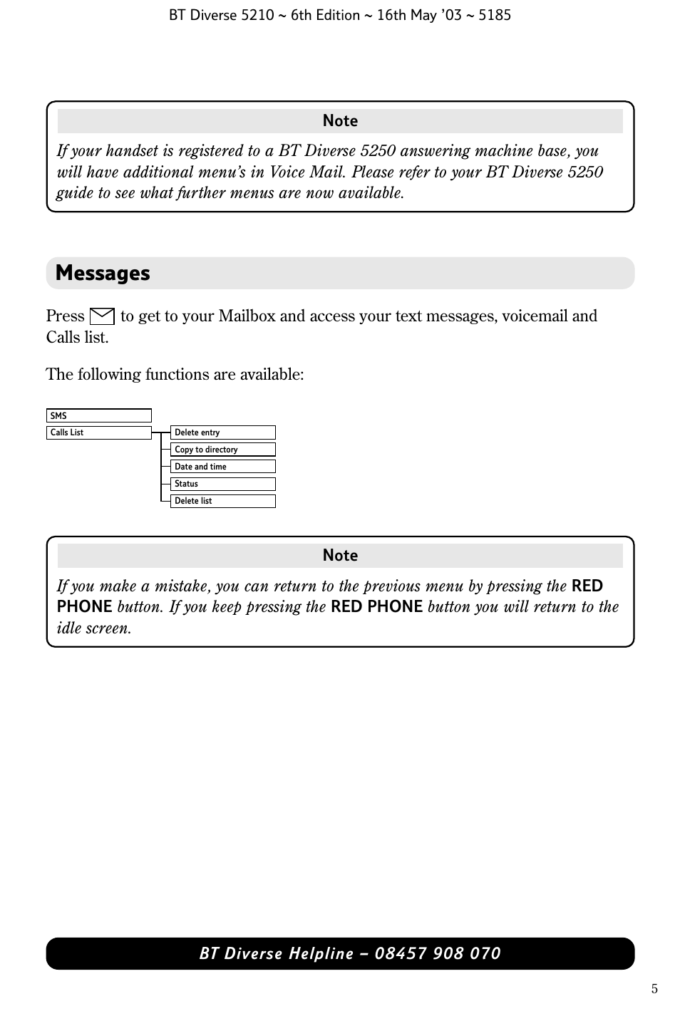 Messages | BT 5210 User Manual | Page 7 / 52