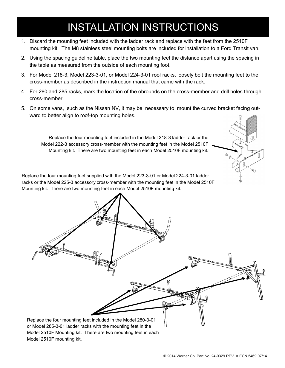 Installation instructions | WEATHER GUARD Model 2510F Universal Roof-top Mounting Kit User Manual | Page 2 / 3