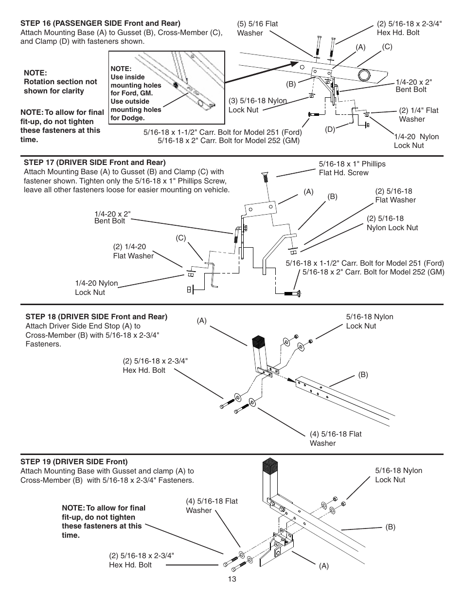 WEATHER GUARD Model 252-3-02 EZ-GLIDE® System, Full-Size, GM User Manual | Page 13 / 15