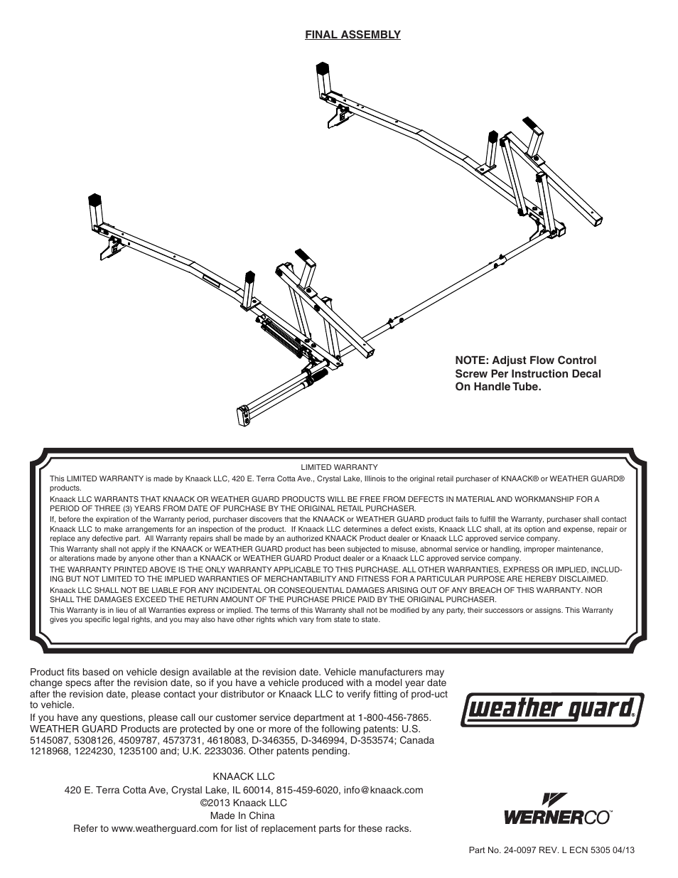 WEATHER GUARD Model 252-3-02 EZ-GLIDE® System, Full-Size, GM User Manual | Page 15 / 15
