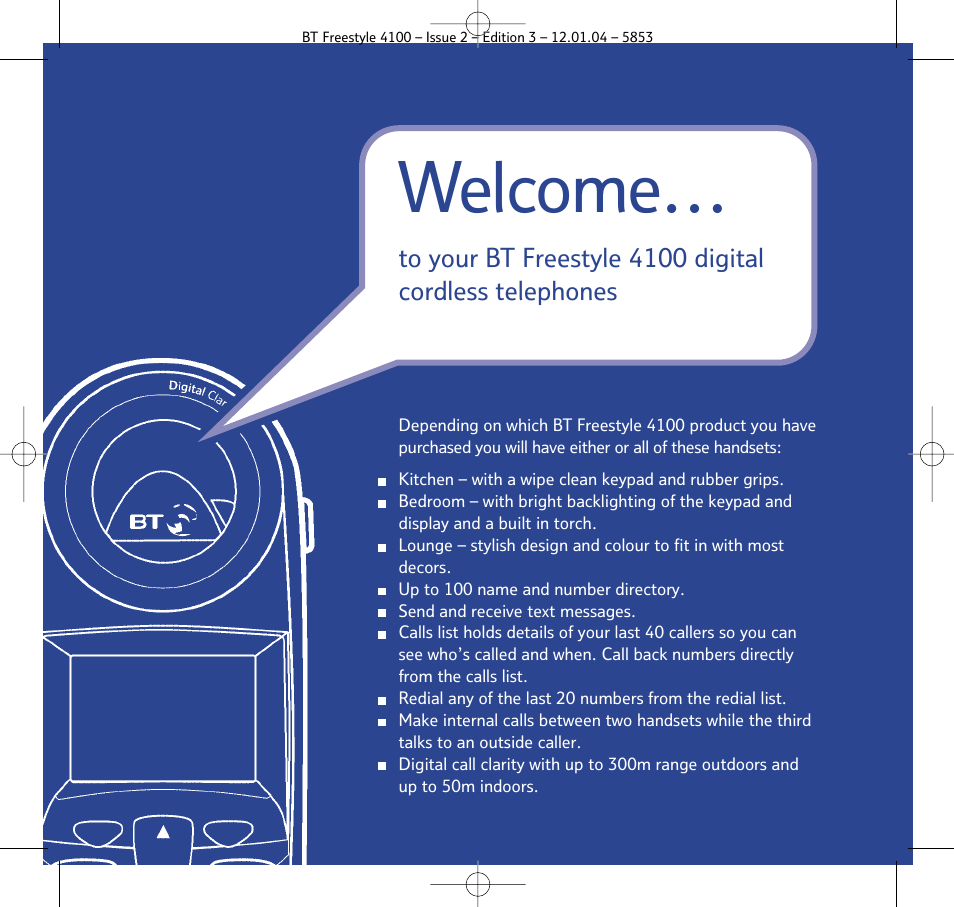 Welcome | BT 4100 SMS User Manual | Page 2 / 81