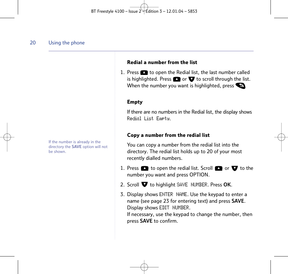 BT 4100 SMS User Manual | Page 20 / 81