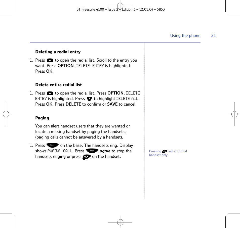 BT 4100 SMS User Manual | Page 21 / 81