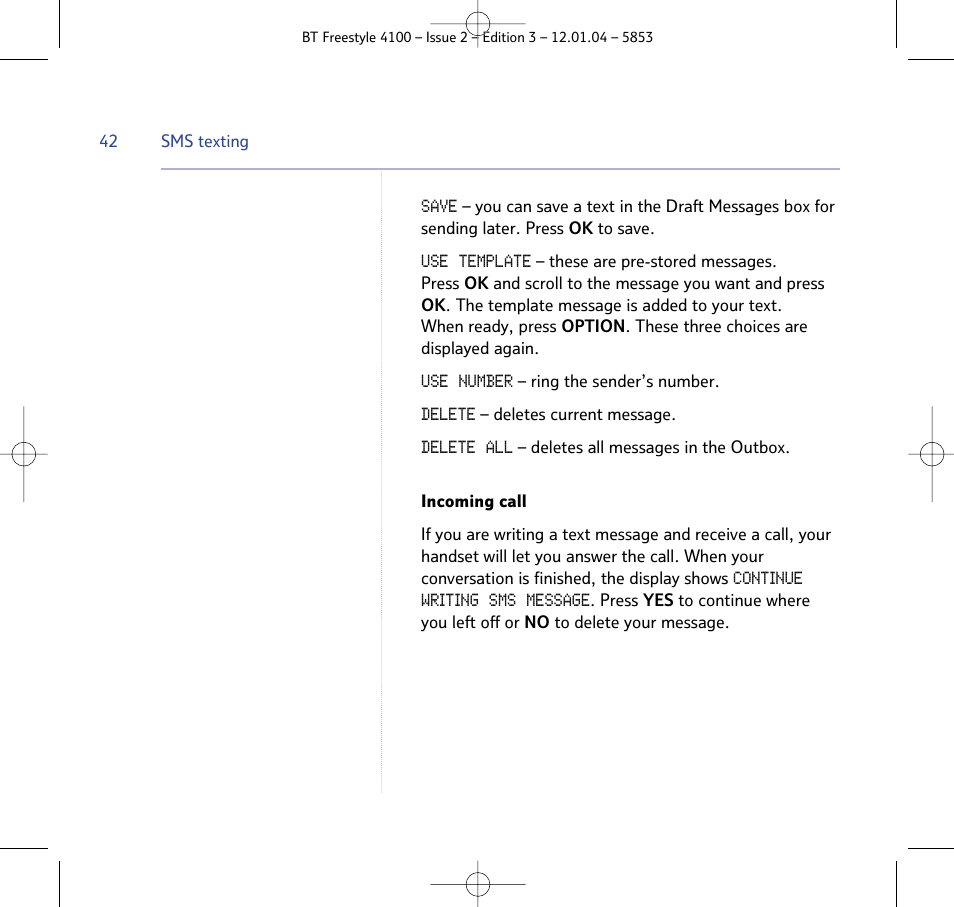 BT 4100 SMS User Manual | Page 42 / 81