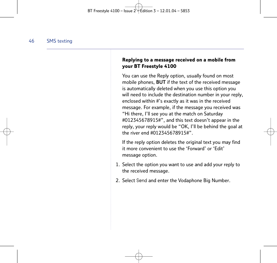BT 4100 SMS User Manual | Page 46 / 81
