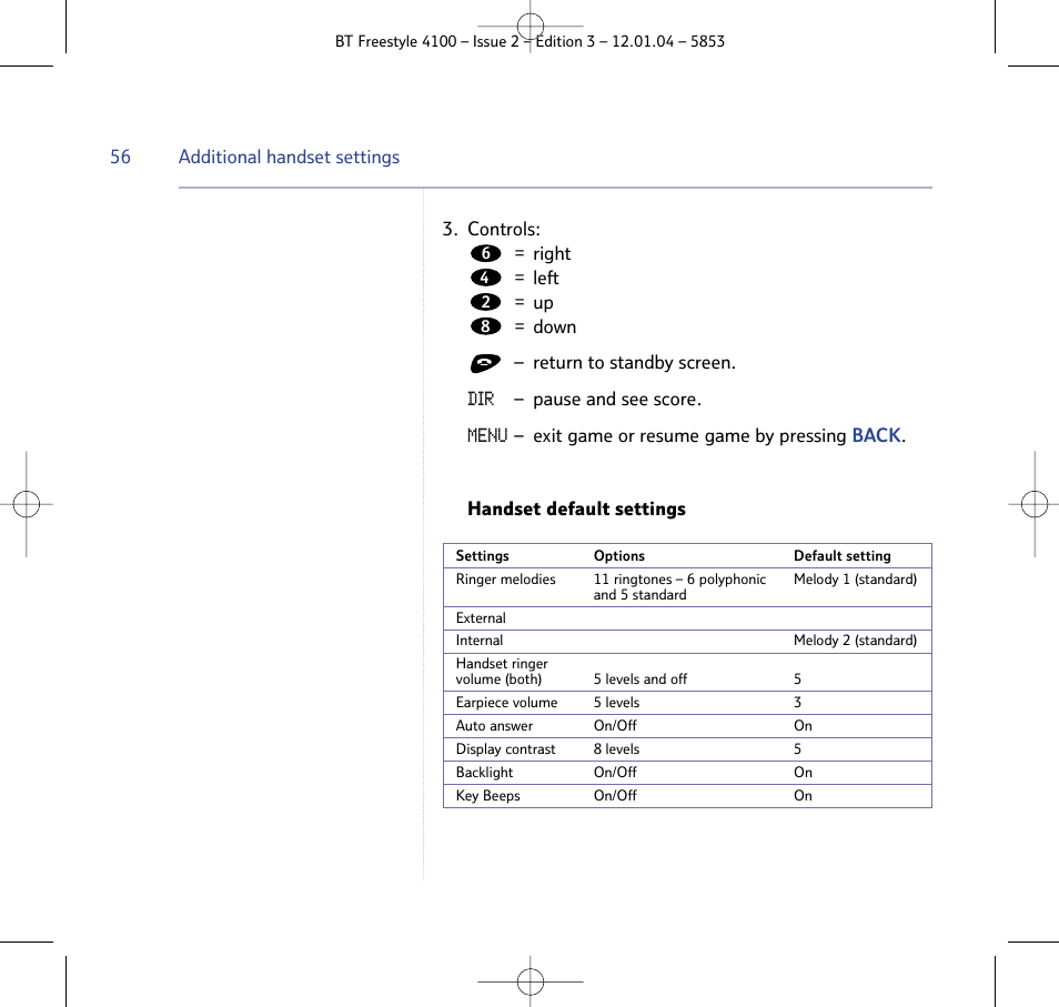 Menu | BT 4100 SMS User Manual | Page 56 / 81