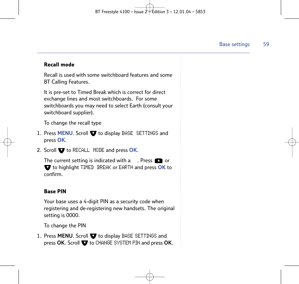 BT 4100 SMS User Manual | Page 59 / 81