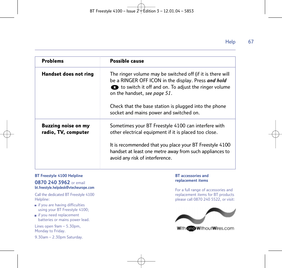 BT 4100 SMS User Manual | Page 67 / 81