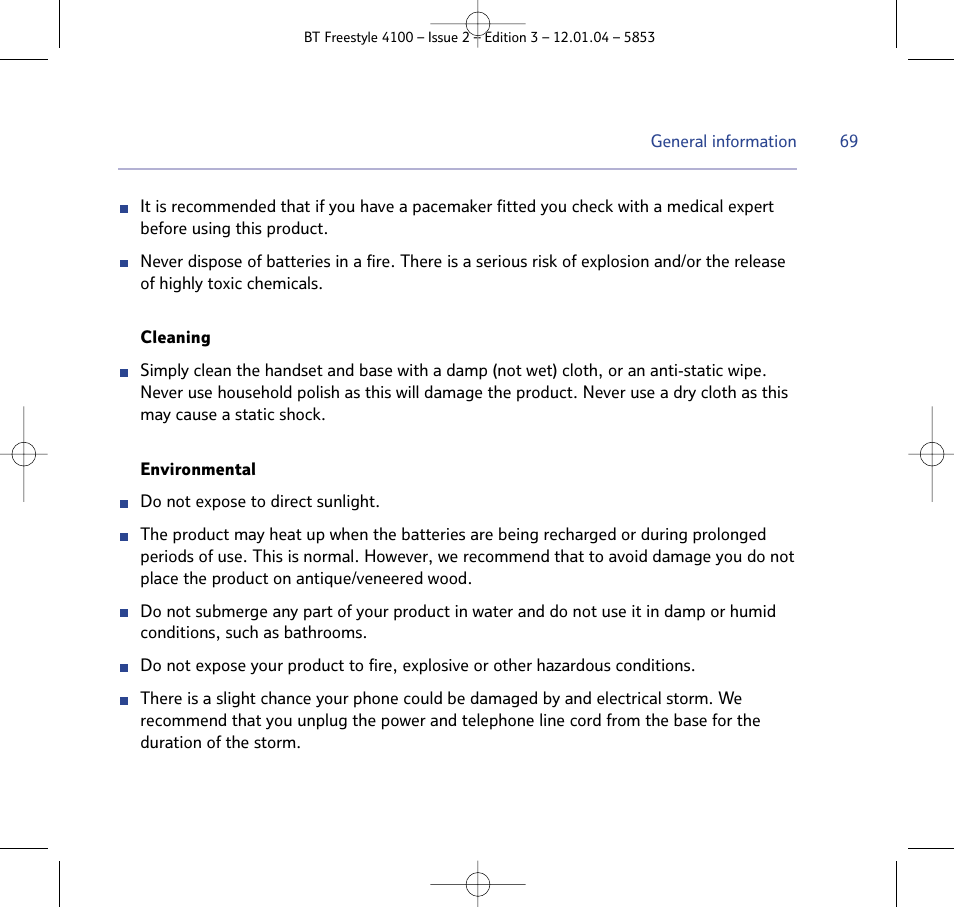 BT 4100 SMS User Manual | Page 69 / 81