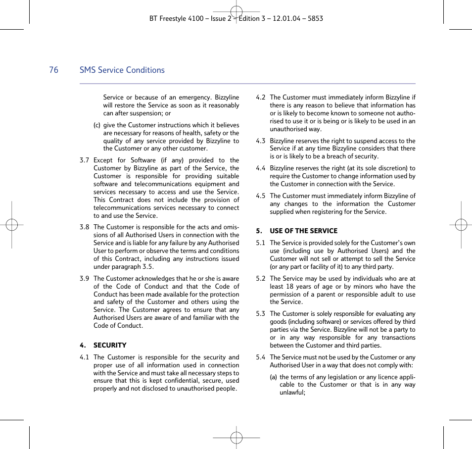 BT 4100 SMS User Manual | Page 76 / 81