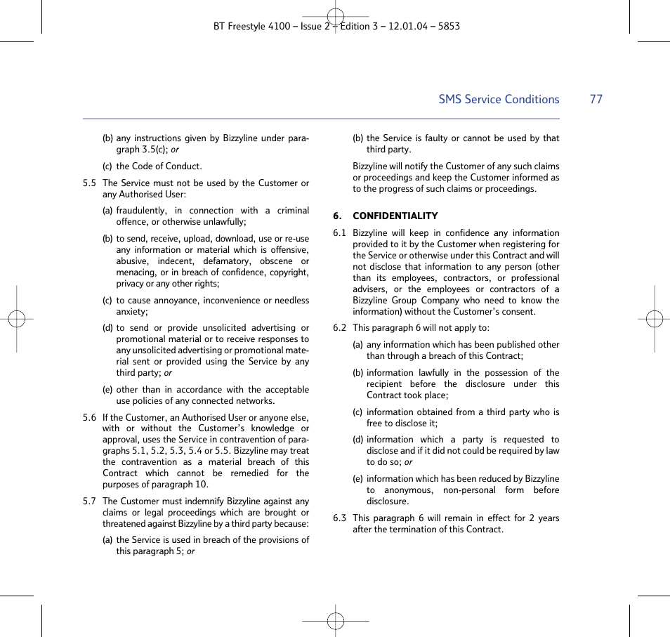 BT 4100 SMS User Manual | Page 77 / 81