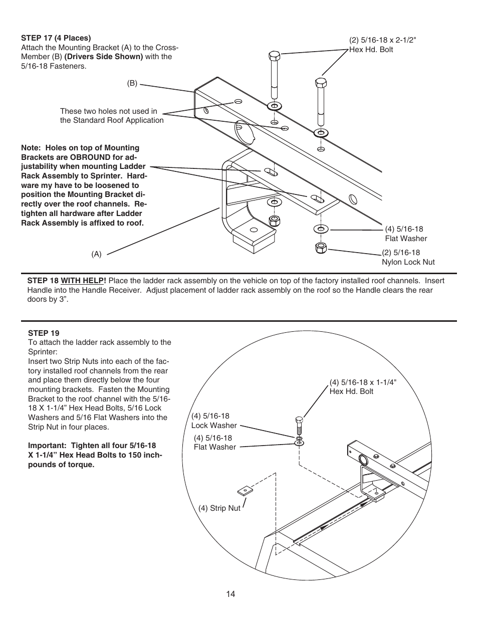 WEATHER GUARD Model 285-3-01 EZ-GLIDE® System, Mid-Roof User Manual | Page 14 / 16