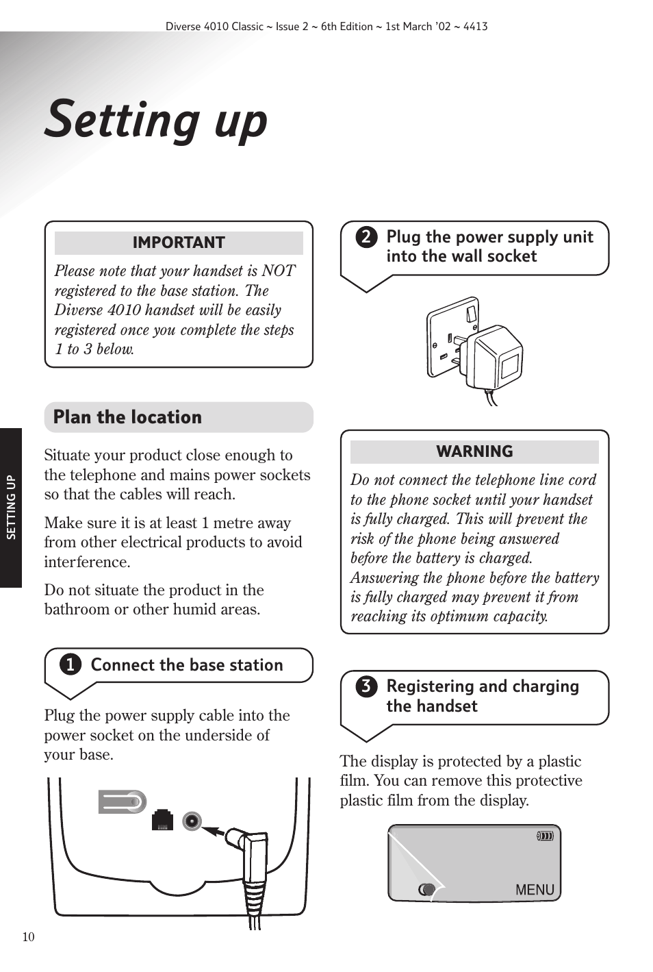 Setting up | BT 4010 Classic User Manual | Page 12 / 49
