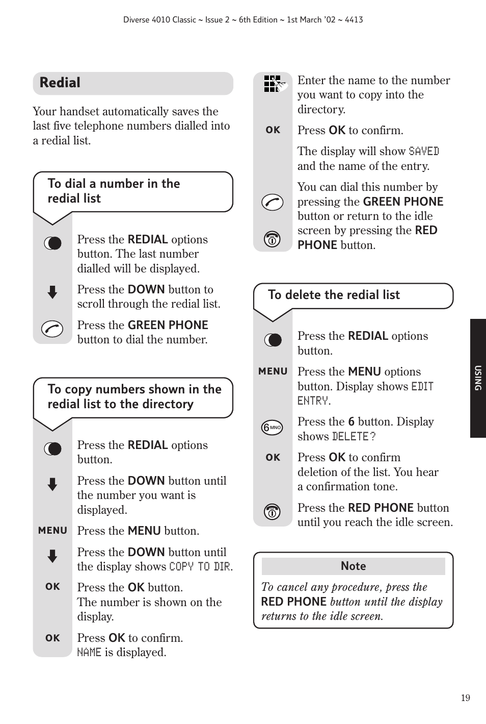 Redial | BT 4010 Classic User Manual | Page 21 / 49