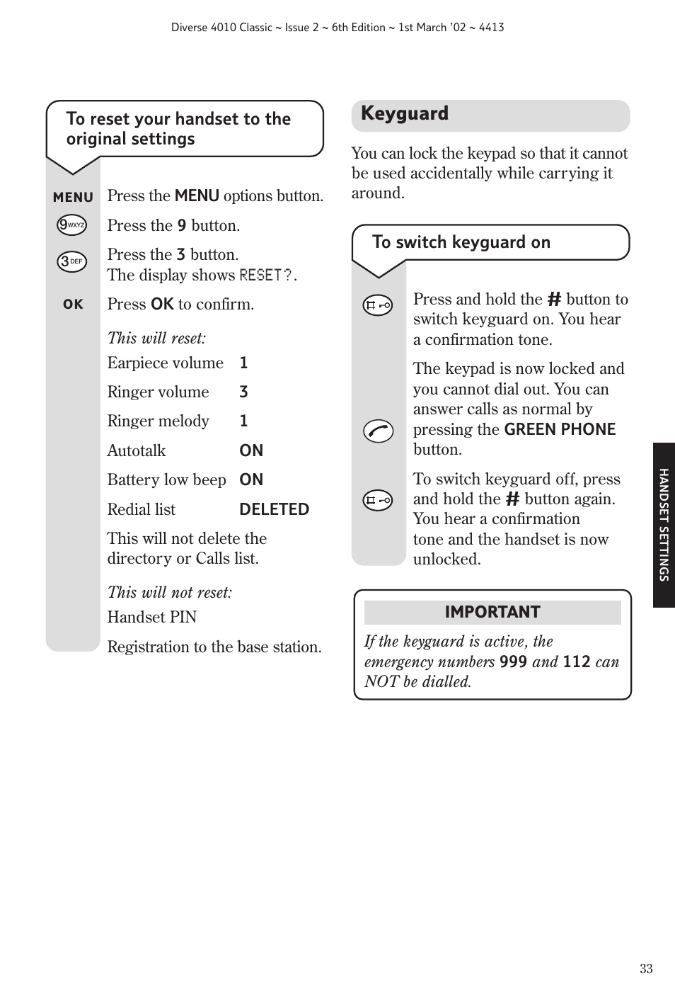 Keyguard | BT 4010 Classic User Manual | Page 35 / 49