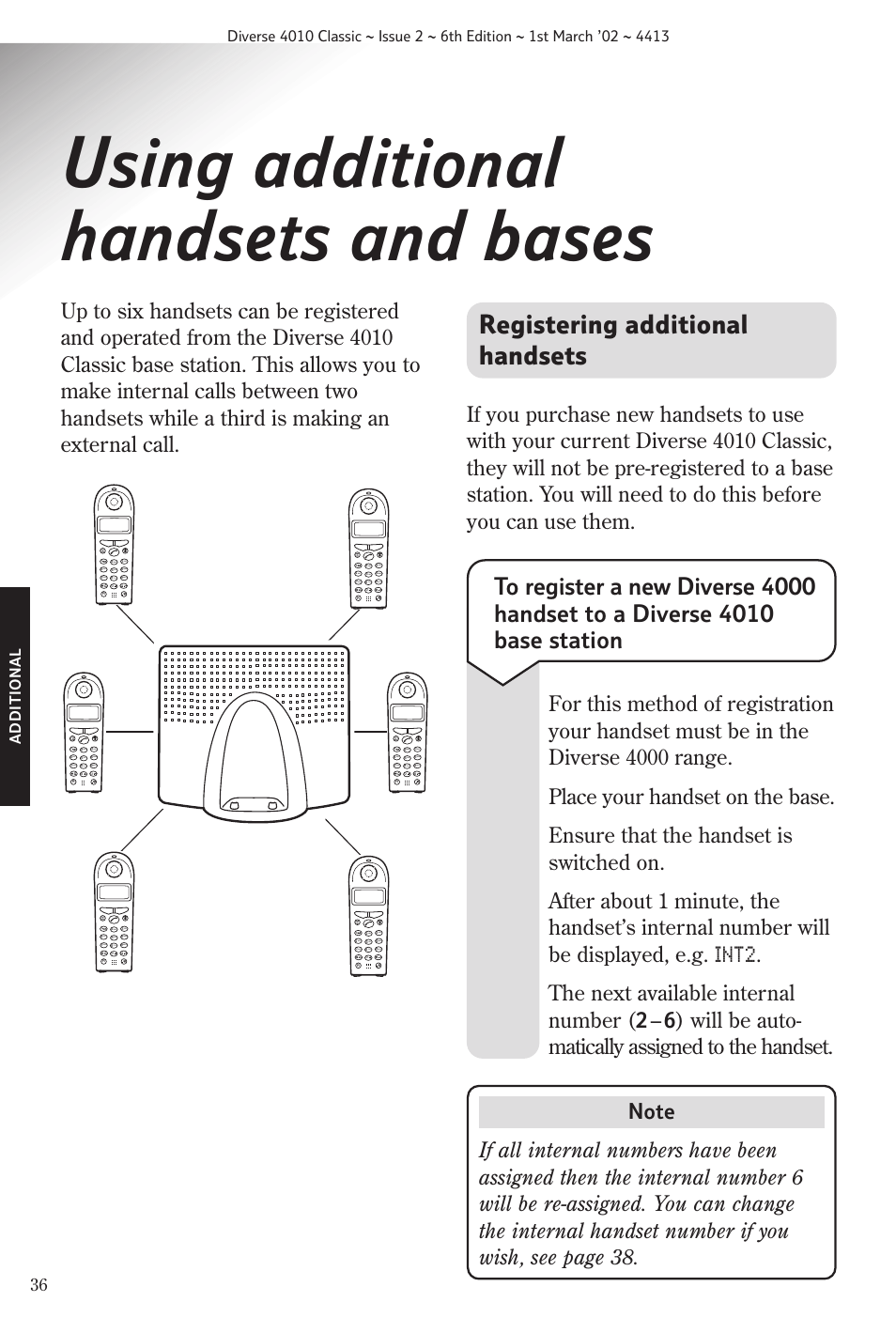 Using additional handsets and bases, Registering additional handsets, Int2 | Additional, Wxyz, Pqrs, Tuv ghi | BT 4010 Classic User Manual | Page 38 / 49