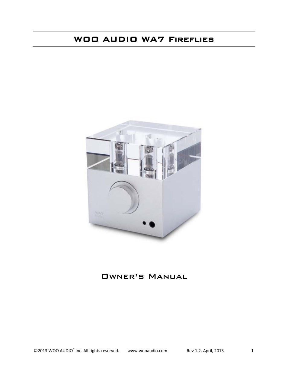 Woo Audio WA7 Fireflies User Manual | 17 pages