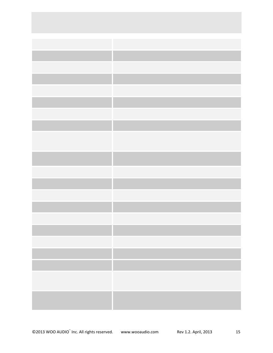 Product specification | Woo Audio WA7 Fireflies User Manual | Page 15 / 17
