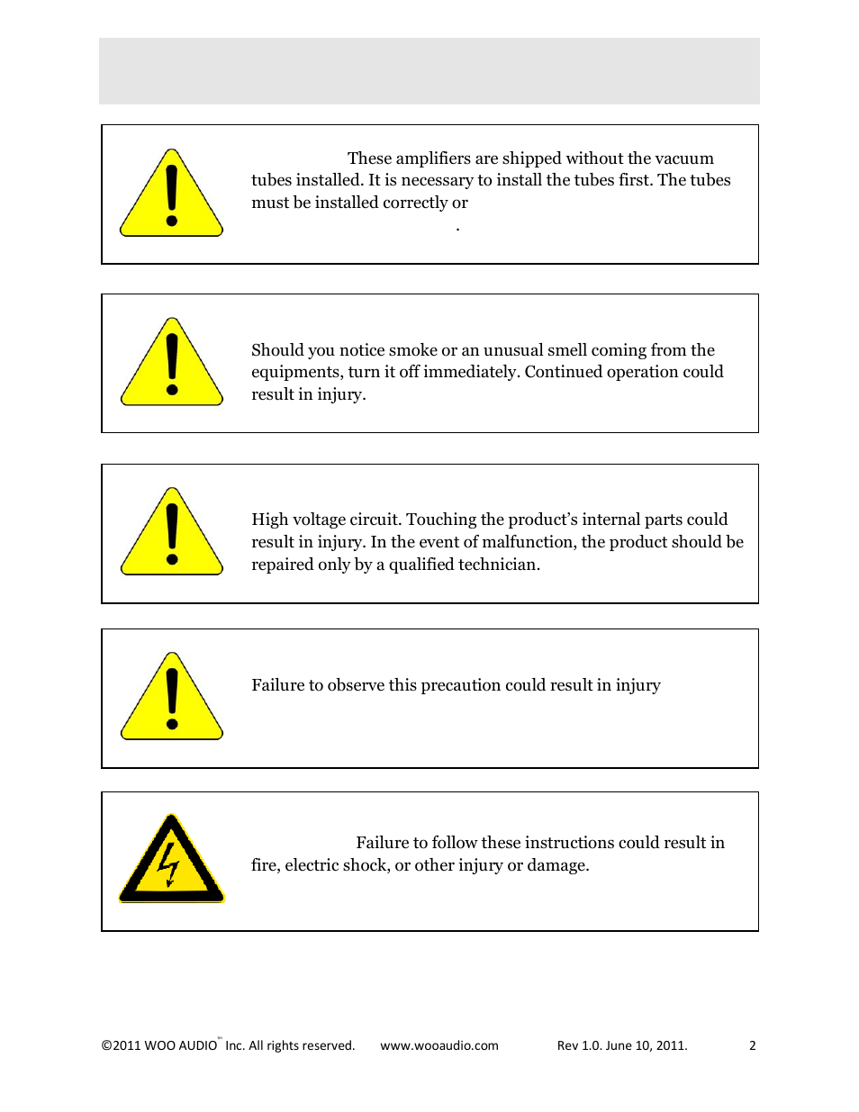 Important safety information | Woo Audio WA3 Single-ended User Manual | Page 2 / 15