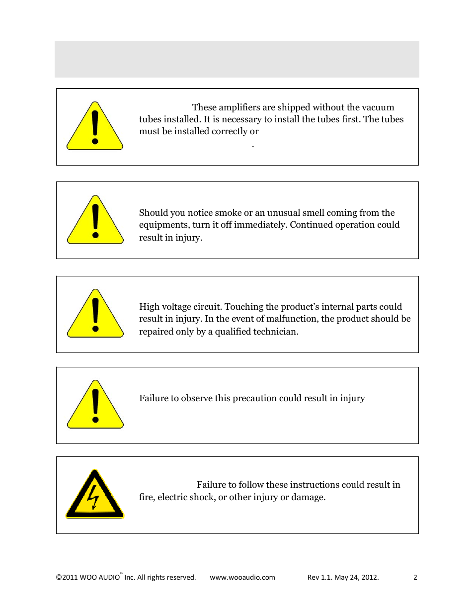 Important safety information | Woo Audio WA2 Single-ended User Manual | Page 2 / 15