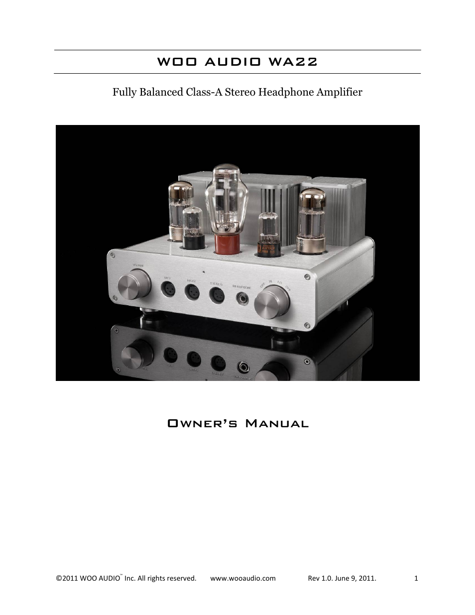 Woo Audio WA22 Fully balanced User Manual | 15 pages