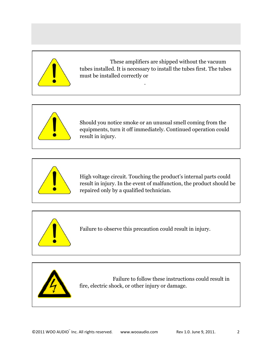 Important safety information | Woo Audio WA22 Fully balanced User Manual | Page 2 / 15