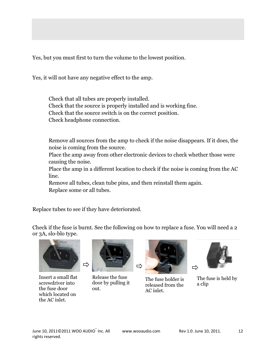 Faq - frequently asked questions | Woo Audio WA6 Headphone Amplifier User Manual | Page 12 / 15