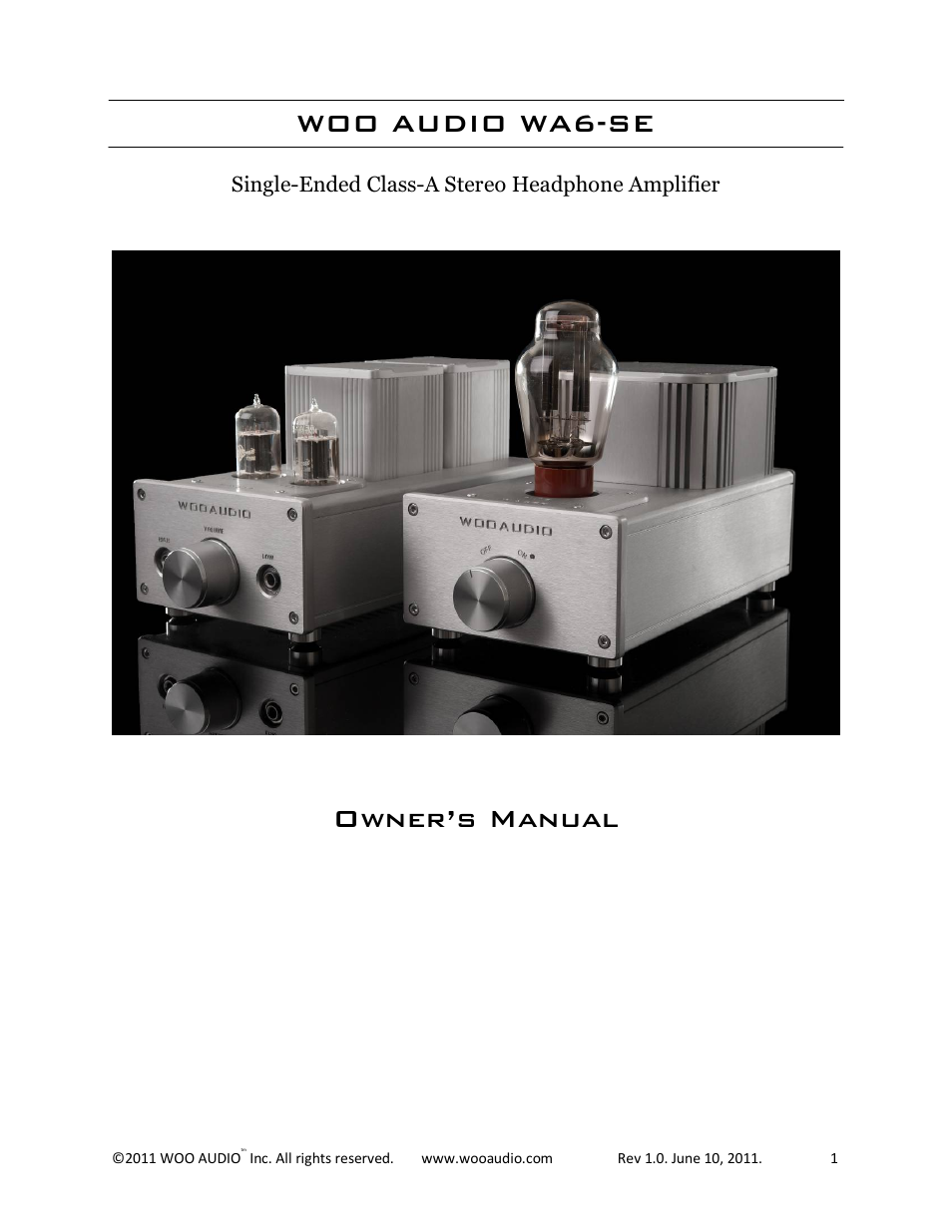 Woo Audio WA6-SE (Special Edition) Headphone Amplifier User Manual | 15 pages