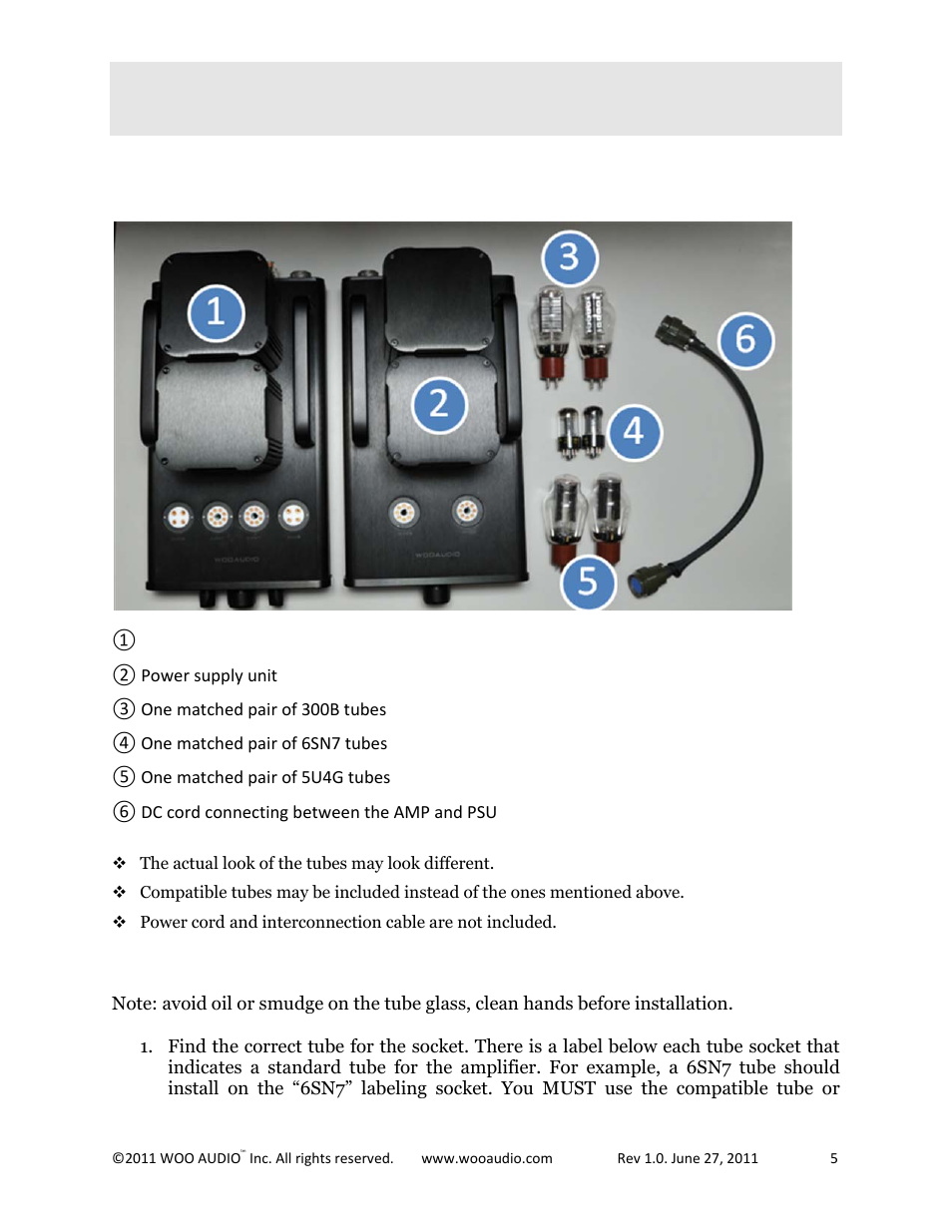 Quick installation | Woo Audio WA5 300B Single-ended Triode User Manual | Page 5 / 16