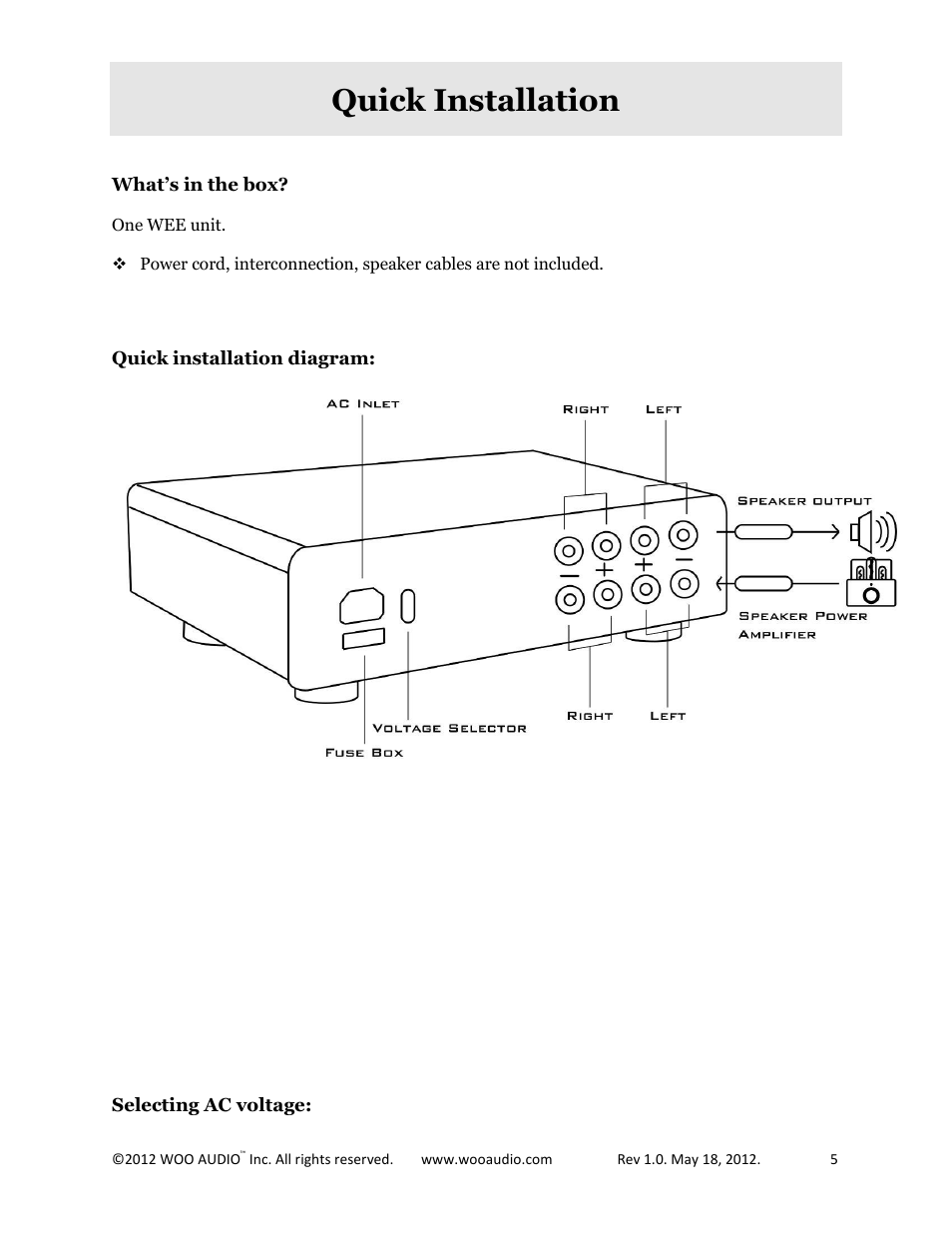 Quick installation | Woo Audio WEE User Manual | Page 5 / 12