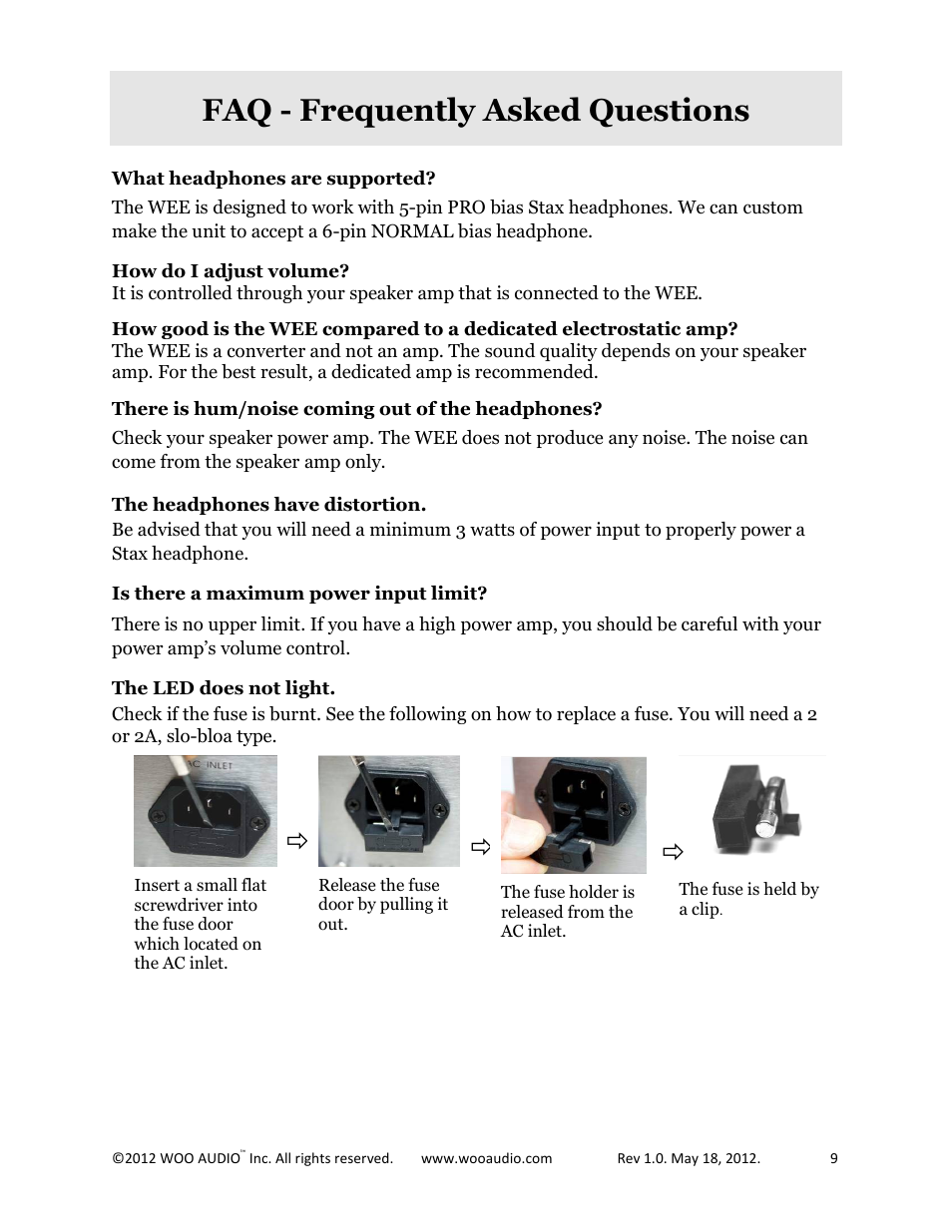 Faq - frequently asked questions | Woo Audio WEE User Manual | Page 9 / 12