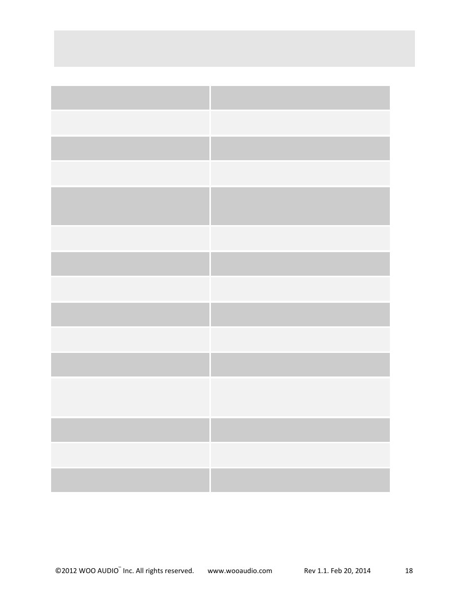 Product specification | Woo Audio WDS-1 User Manual | Page 18 / 19