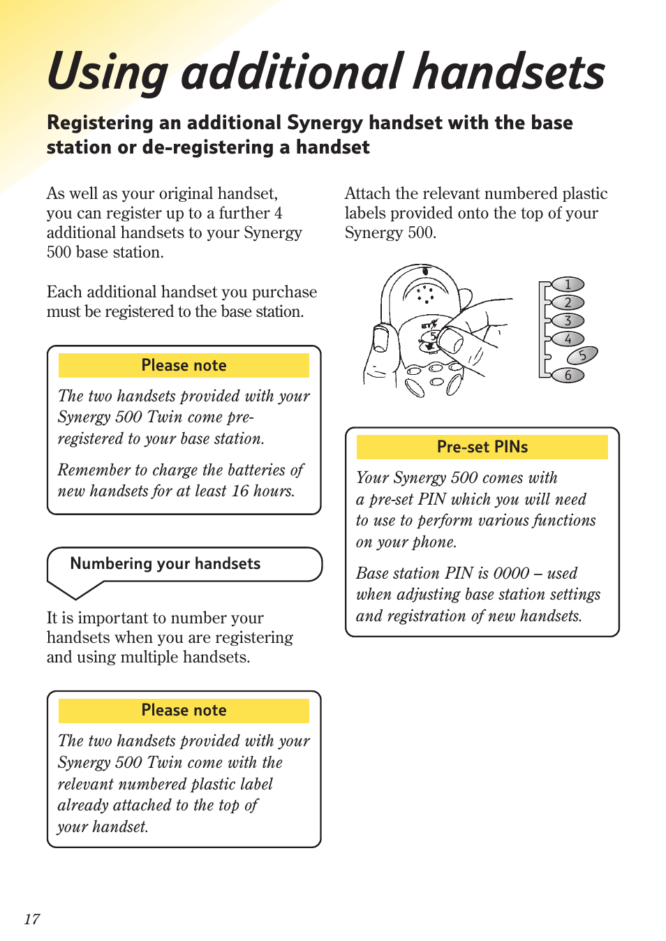 Using additional handsets | BT 500 Twin User Manual | Page 20 / 36