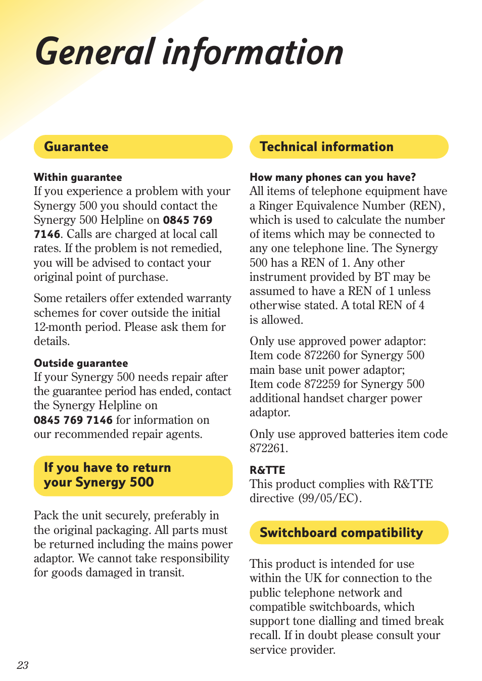 General information | BT 500 Twin User Manual | Page 26 / 36