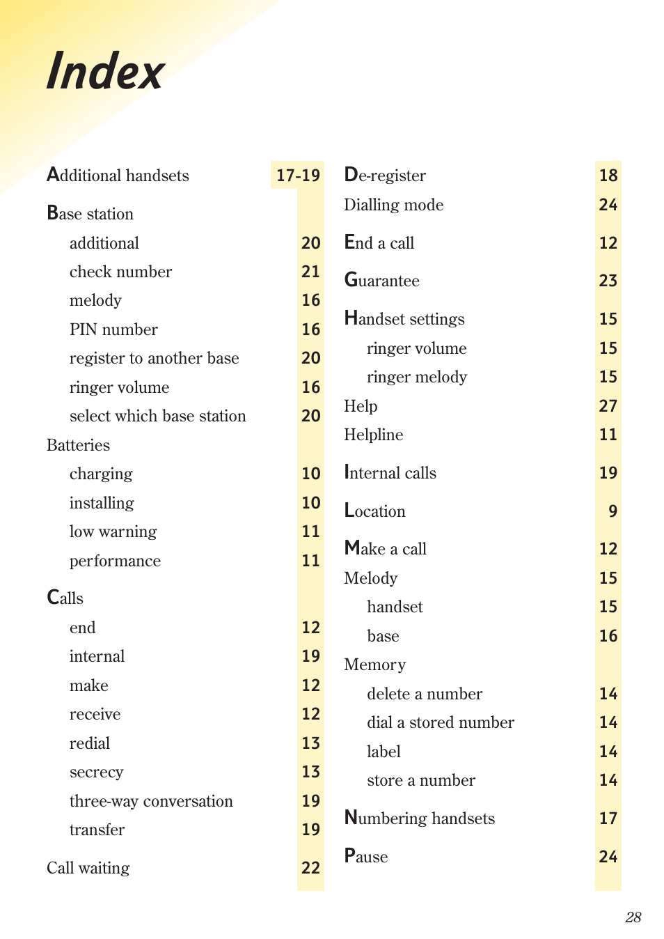 Index | BT 500 Twin User Manual | Page 31 / 36