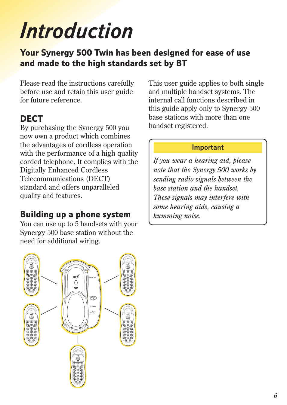 Introduction, Dect, Building up a phone system | Pqr s, 2r redial, Wxy z, Qu ickdial intercom con ference ghi, Qu ickdial intercom con ference | BT 500 Twin User Manual | Page 9 / 36