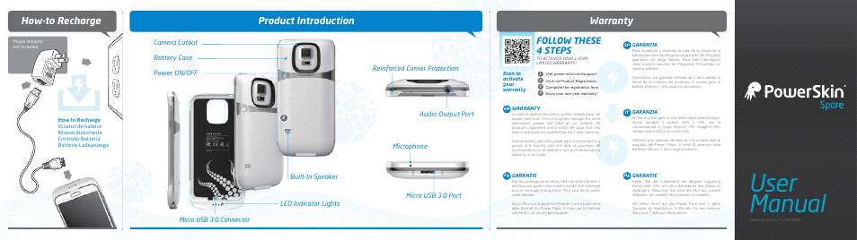 XPAL Power PowerSkin Spare for Samsung Galaxy S5 User Manual | 2 pages