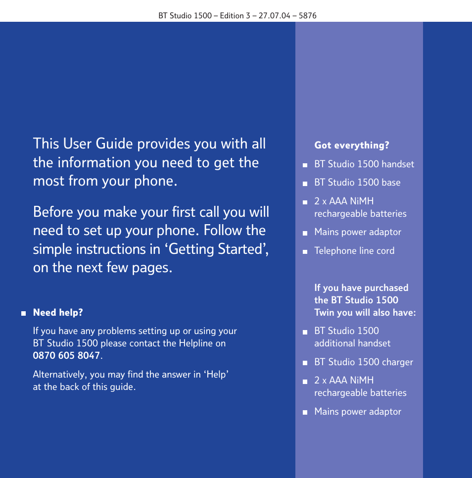 BT STUDIO 1500 User Manual | Page 3 / 68