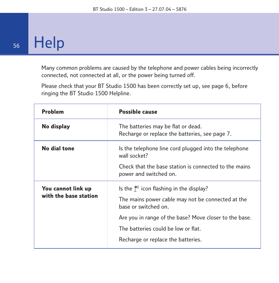 Help | BT STUDIO 1500 User Manual | Page 56 / 68