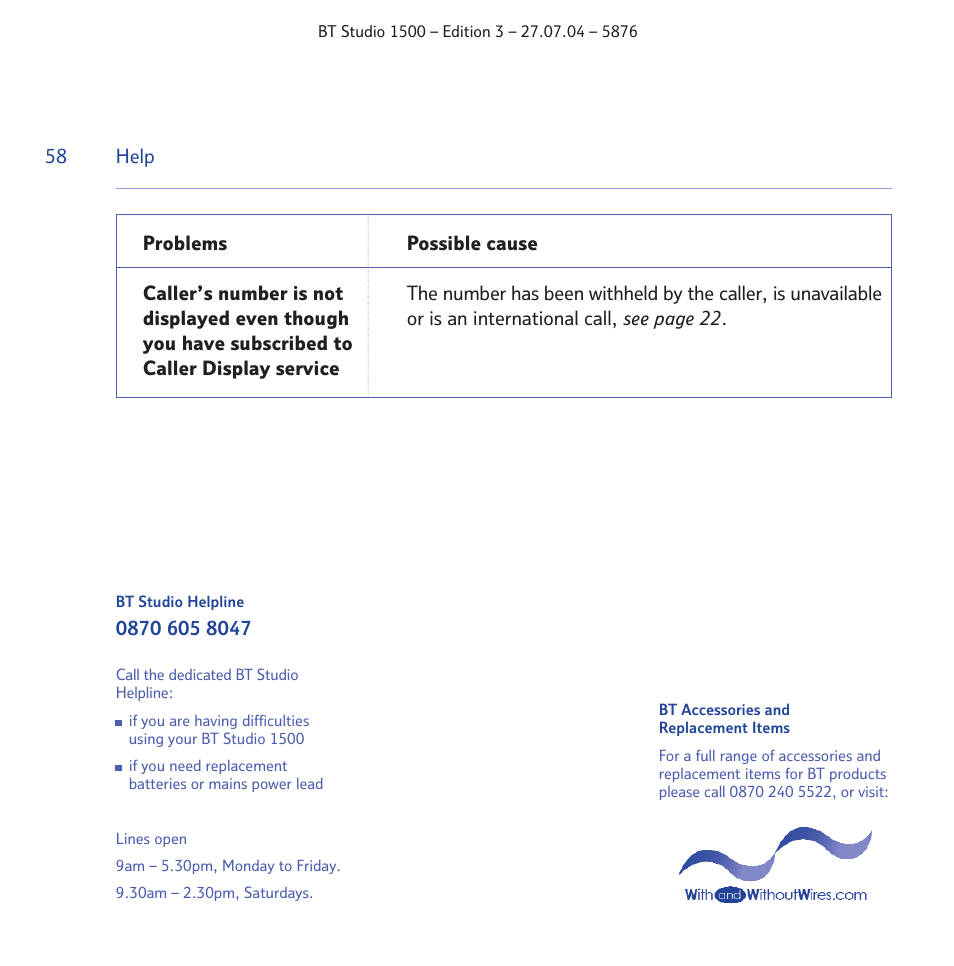 BT STUDIO 1500 User Manual | Page 58 / 68