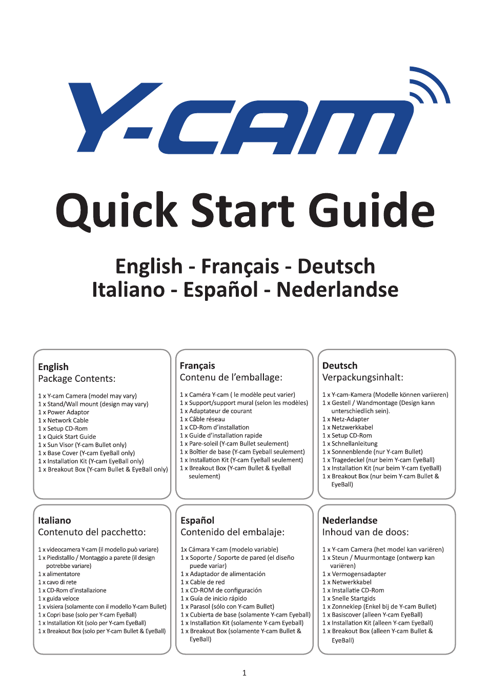 Y-cam Multilanguage User Manual | 28 pages