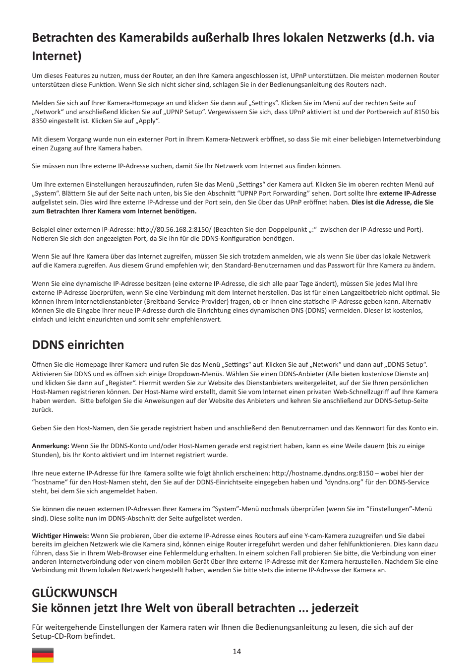 Ddns einrichten | Y-cam Multilanguage User Manual | Page 14 / 28