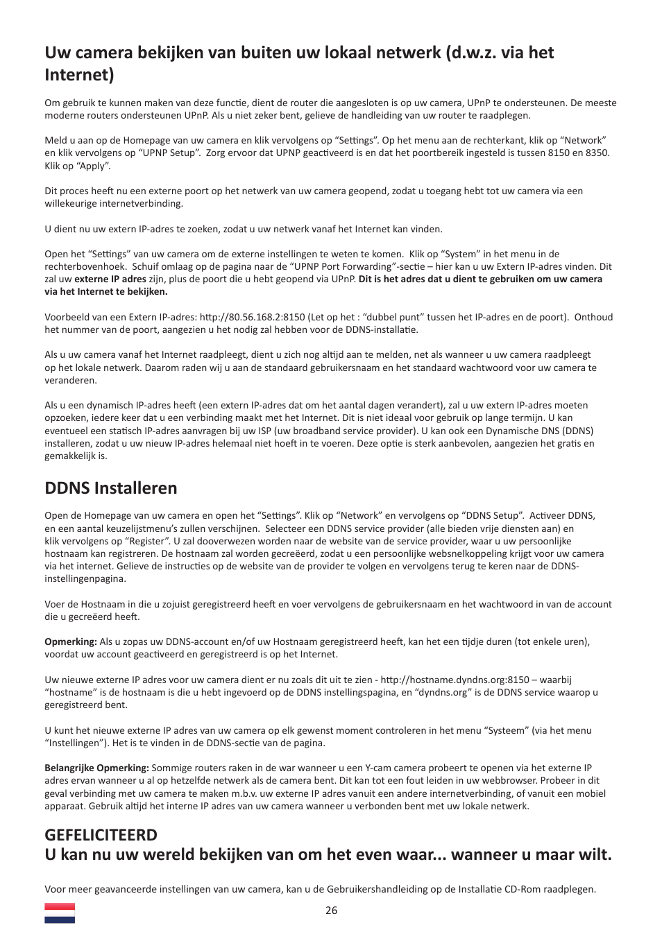 Ddns installeren | Y-cam Multilanguage User Manual | Page 26 / 28