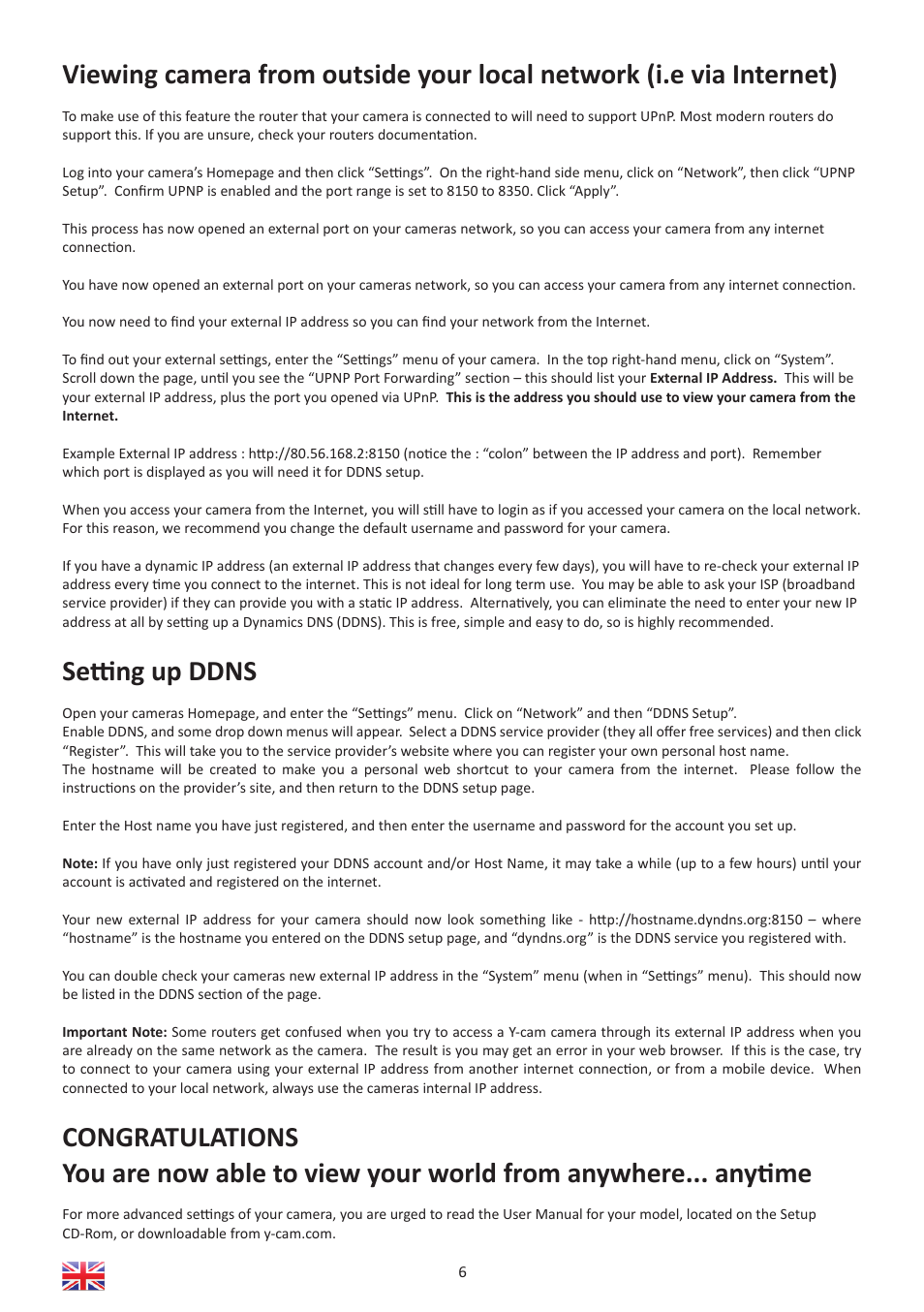 Setti ng up ddns | Y-cam Multilanguage User Manual | Page 6 / 28