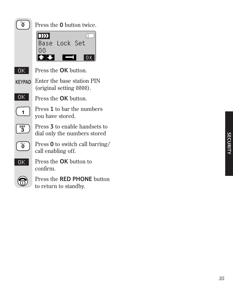 Base lock set 00 | BT Diverse 3010 User Manual | Page 39 / 67